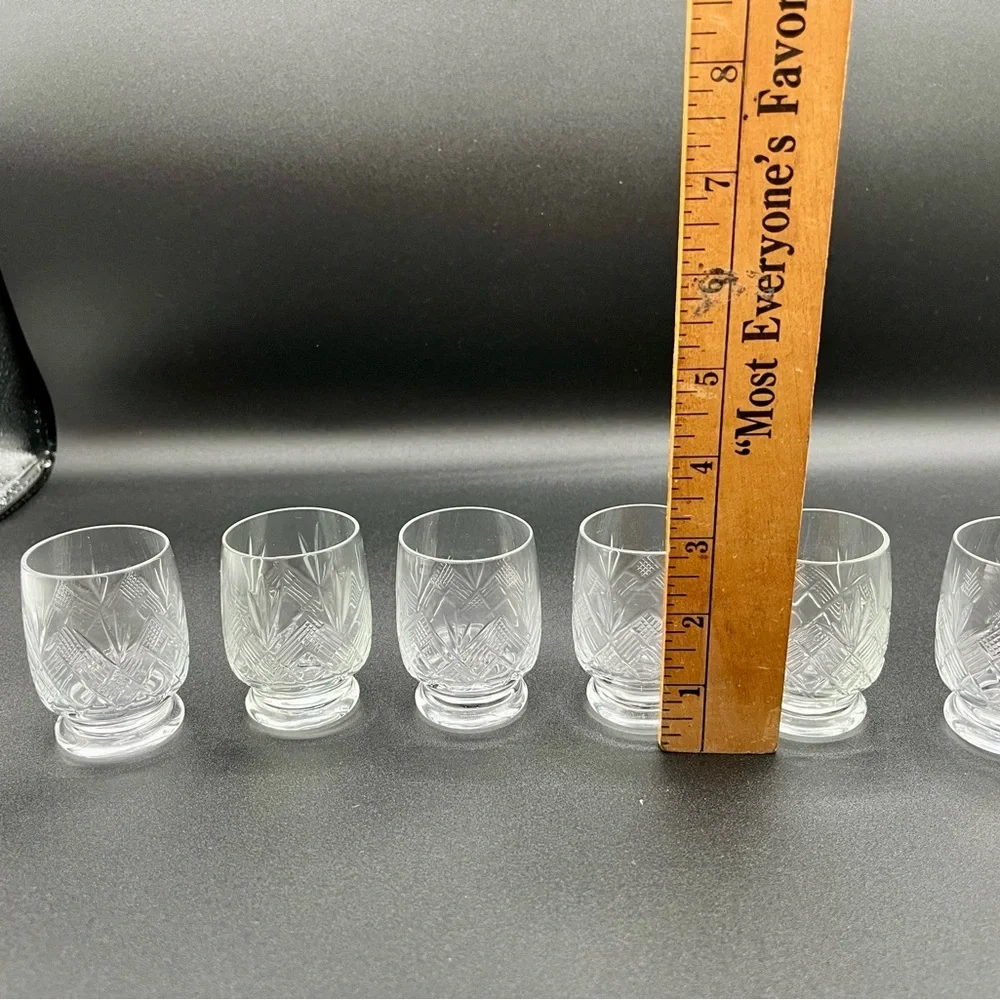 1960s Cut Crystal Short Glasses From Ukraine Set Of 6